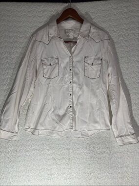 Ryan Michael White silk cotton blend Button-Down Western Shirt